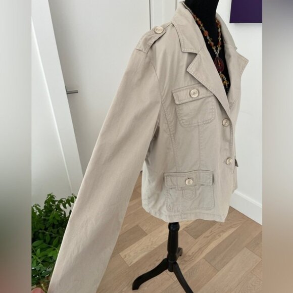 CACHE CREEK Safari Style Jacket Neutral Fully Lined 100% Cotton Military Utility - Picture 4 of 15